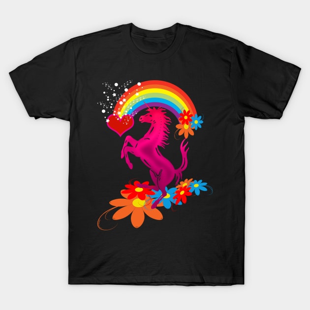 Unicorn and rainbow T-Shirt by AmandaRain